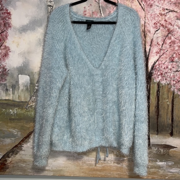 Rue21 Sweaters - Rue+ light blue eyelash chenille cinched ruched slouchy sweater sz 1X